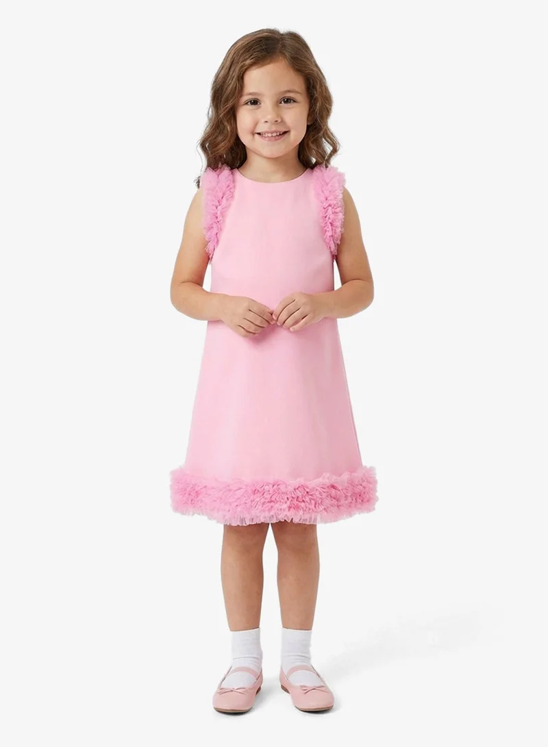 Little Golden Apple Little Cut Sleeve With Ruffle Dress